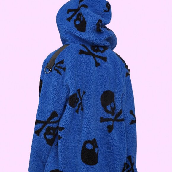 NWT💙 Sapphire Blue Skull Sherpa Jacket Coachella Sold Out on Website - Picture 2 of 3